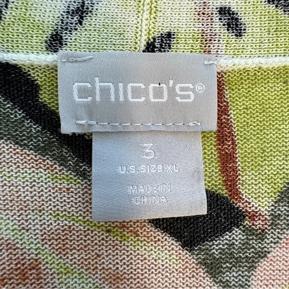 NWT Chico's Vibrant Leaf Pattern Cardigan - Pink, Green, Orange Size XL - Picture 6 of 11